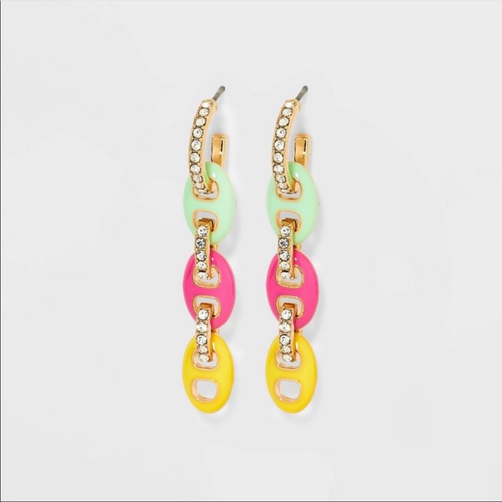 SUGARFIX by BaubleBar chain link earrings pink yellow green.